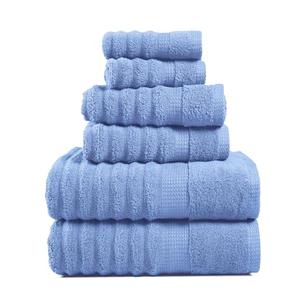 LANE LINEN 100% Cotton Bath Towel - 6 Piece Set - Hotel Grade Luxury Zero Twist Cotton - 2 Bath, 2 Washcloths, 2 Hand Towels for Bathroom - Super Soft, Quick Dry & Highly Absorbent - Cerulean Blue