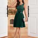 BeryLove Women's Short Prom Dresses for Teens Sleeveless Flowy A Line Wedding Guest Lace Formal Dress (Green, XXXL)