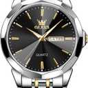 OLEVS Watch for Men Diamond Business Dress Analog Quartz Stainless Steel Waterproof Luminous Date Two Tone Luxury Casual Wrist Watch