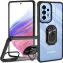 Kickstand Clear Phone Case for Samsung Galaxy A53 5G,Drop Protection Slim Shell Cover for Galaxy A53 5G,Flexible Bumper + Hard Back + Ring Stand Fits Magnetic Car Mount,Black, Pack of 3 