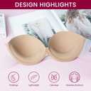JOATEAY Strapless Backless Bra for Big Busted Women Sticky Invisible Underwire Bra Push Up Padded (Beige, M) C