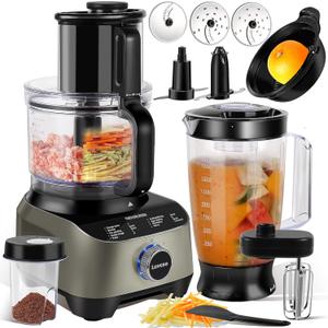 14 Cup Blender and Food Processor Combo for kitchen,l arge food processor for Vegetable Chopper, Blender, meat grinder, Mixing, Mincing, Slicing, Shredding, Purees & Dough Easy Clean for Home Use, 600W