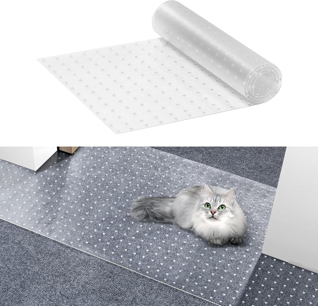 VEVOR Carpet Protector for Pets 2 Pack, 15" x 4' Scratch-Proof Cat Carpet Protector for Doorway, Anti-Slip Cat Scratch Mat, Easy to Cut Plastic Scratch Stopper