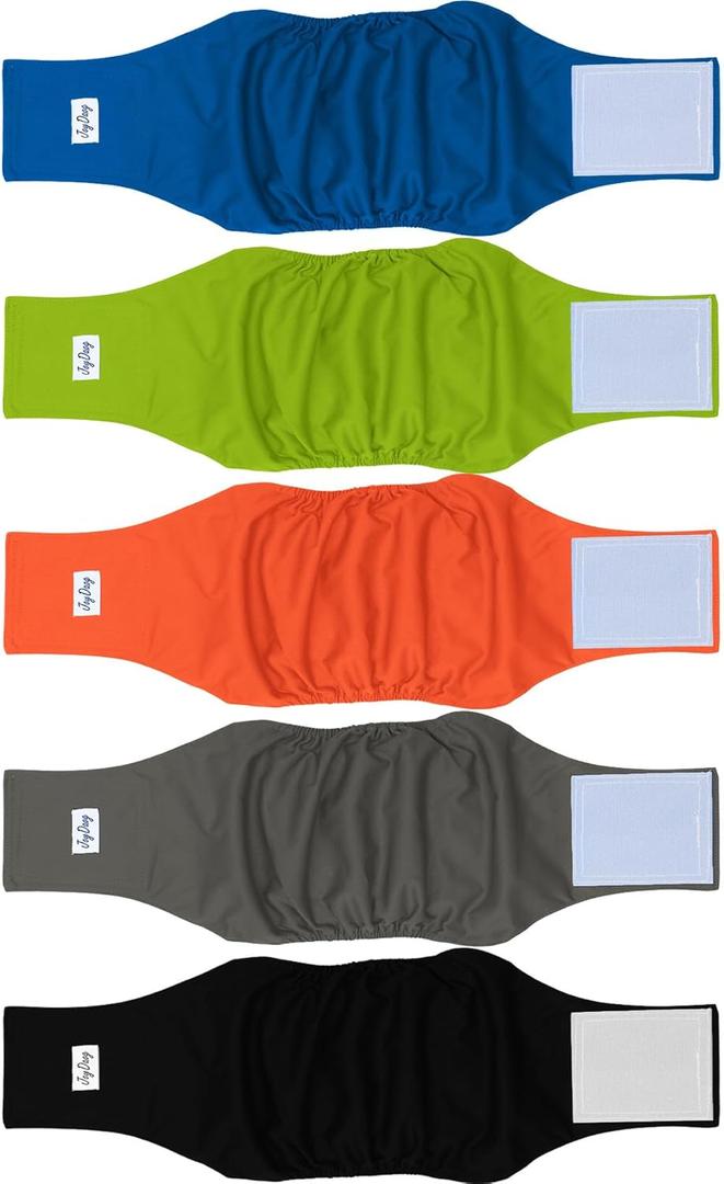 Reusable Dog Belly Bands for Male Dogs Diapers,5 Pack Premium Washable Dog Diapers Male Doggie Nappies Wrap,L