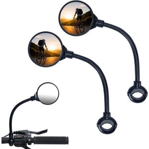 2 Pack Bike Mirror for Handlebars, HD Adjustable Bicycle Rear View Mirror, Universal Bike Mirrors for Road Mountain E-Bikes (Black-B)