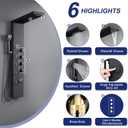 ROVATE Shower Panel Tower System with Rainfall Waterfall Shower Head, Elegant Matte Black 4-in-1 Shower-Tower with Jets and Handheld, Stainless Steel Shower Column High Pressure