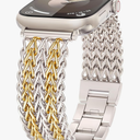Minyee Compatible with Apple Watch Band 41/40/38/44/45/46/49/42mm Women, Dressy Stainless Steel Metal Chain Strap Designer Starlight Link Bracelet Wristband for iWatch Series 10 9 8 7 6 5 4 Ultra SE
