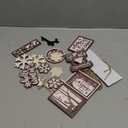 17 Pcs Winter Tiered Tray Decor Winter Snowman Tiered Decorations Set Snowflake Reindeer Table Centerpieces Decor Wooden Signs Table Decoration Without Tray for Farmhouse Party (Brown)