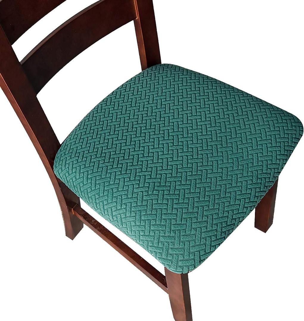 Genina Seat Covers for Dining Room Chair Seat Slipcovers Kitchen Chair Covers (Teal, 4 Pcs)