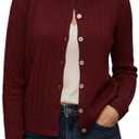 YODNBUK Cardigan Sweaters for Women Chunky Cable Knit Button Down Crewneck Long Sleeve Soft Fall Winter Top M