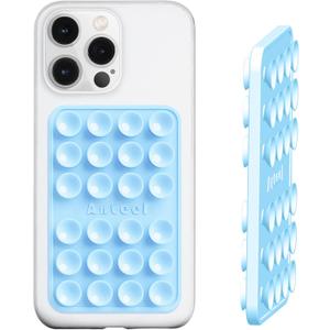 4 x Anteel Double-Sided Silicone Suction Phone Case Mount, Enhanced Suction Cup Power and Thickened Grip for Selfies and Videos, Durable, Hands-Free Non Slip Accessories, 2.36"x3.66" (Baby Blue)
