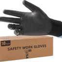 LANON Safety Work Gloves for Men and Women, 18 Pairs Mechanic Black Working Gloves with Grip Odorless PU Coated, Seamless Knit, Full Fingertip Touchscreen for Light Duty Working Gloves, Small