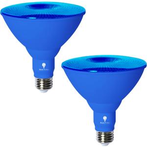 Bluex Bulbs 2 Pack BlueX LED Par38 Flood Blue Light Bulb - 18W (120Watt Equivalent) - Damp Rated Dimmable - E26 Base Red LED Lights
