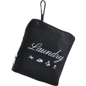 JHX Travel Laundry Bag, Dirty Clothes Organize with Handles and Aluminum Carabiner, Collapsible Laundry Bag for Travel, Camp, Fitness, and Students（1Pcs Black） 24"L x 21"W