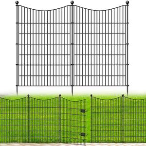8 Panels Decorative Garden Fence with Gate, 48 in(H) X 21 ft(L) No Dig Dog Fence Animal Barrier Outdoor for Yard, Rustproof Metal Garden Edging and Borders, Temporary Fencing Stakes