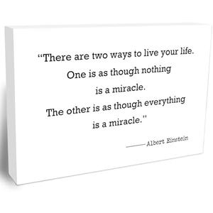 There Are Only Two Ways To Live Your Life Wooden Block Sign-4"x6" White Inspirational Block Plaque Tabletop Decor-Rustic Wood Sign For Friends Family Coworkers-Home Office Desk Favors & Supplies-A28 Pack Of 2