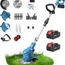 Electric Weed Wacker,Cordless Weed Eater 20000R,Battery Powered, 4-in-1 Brush Cutter with Wheel,Lawn Mower for Grass, 6 inch String Trimmer for Shrubs, Weeds,Weed Trimmer for Garden Yard
