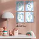 FITIE Blue and White Striped Floral Wall Art Posters Set of 4, Grandma Core Home Decor, Cottagecore Coquette Blue Bow Hydrangea Flower Canvas Prints Artwork Wall Decor, 8x10 Unframed