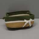 Gift Baskets Empty for Kids, Storage Basket for Gifting Small Woven Rope Basket for Towels Baby Shower Baskets for Toys Easter Basket for Home Dcor Green&Camel, 13 x 10 x 5 inches