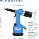 Heavy duty Air Hydraulic Rivet Nut Tool, Pneumatic Riveter Automatic Rivet Nut Gun Tool Setting Kit Come with 7 Size Metric Nose-Piece Assembly (M3 to M12)