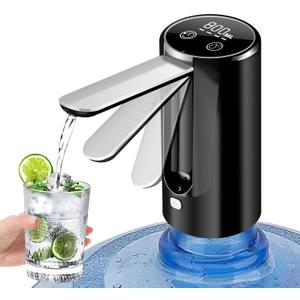 5 Gallon Bottle Water Dispenser, Foldable Universal Water Bottle Pump, Automatic Portable Electric Drinking Water Pump, Low Noise Digital Display, Suitable to Camp Travel Home Office (Folding Black)