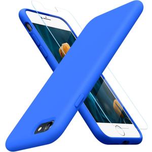 Miracase Ultra Slim Designed for iPhone SE Case 2022(3rd Gen)/iPhone SE Case(2nd Gen)/iPhone 7 Case/iPhone 8 Case with Screen Protector, Multi-Color Silicone Shockproof Phone Case(Mediterranean Blue)