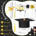 Ctosree 16 Pcs Graduation Cake Kit Graduation Cake Topper Included Felt Graduate Cap with Tassel Firework Cupcake Toppers Grads Cupcake Topper Diploma Decor for Wedding Graduate Party(Black Gold)