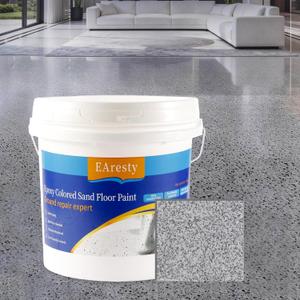 Epoxy Colored Sand Floor Paint, Epoxy Floor Paint For Concrete, High-Gloss Self-Leveling Epoxy Coating, Wear-Resistant & Non-Slip Marble Effect Finish, for Interior & Exterior Surfaces (Sesame Gray,176.36 oz)