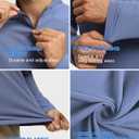 GEMYSE Men's Quarter Zip Pullover Long Sleeve Running Shirt 1/4 Zip Quick Dry Athletic Workout Shirts (Blue, XXL)