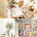 2 x 30Pcs Paintable Wooden Easter Bunnies Ornaments Unfinished Wood Cutouts for Crafts DIY Bunny Egg Rabbits Painting for Crafts Hanging Wood Slices Spring Party Decoration