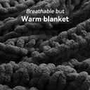 Chunky Knit Throw Blanket, 30''*40'' Knitted Throw Chenille Yarn for Bed Couch, Handmade Dark Grey Crochet Big Thick Blanket, Machine Washable Cute Comfy Blanket for Home Decor