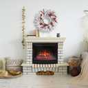 Winter Wreath, 24inch Wreaths, Artificial Wreaths for Front Door, White Faux Fir with Red Ornaments and Berries Wreaths in Autumn and Winter, Indoors,Outdoors, corridors, Offices. (White)