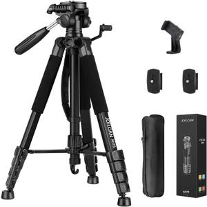 JOILCAN Tripod Camera Tripods, 74" Tripod for Camera Phone Video Recording, Heavy Duty Cameras Tripod Stand, Professional Travel DSLR Tripods Compatible with Canon iPhone, Max Load 15 LB (Black)