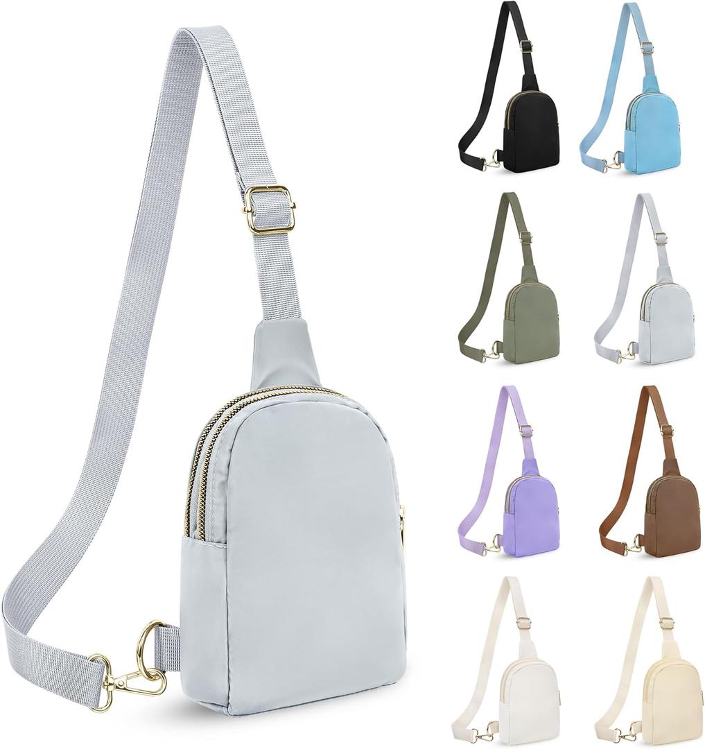 Fashion Belt Bag Waist Pack Sling Waist Bag Sling Chest Waist Pack with Ajustable Strap Small Fashion Sling Pack Causal Travel Light Grey