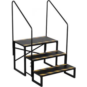 RV Steps with Handrails 3 Steps Mobile Home Stairs Outdoor RV Step Ladder with Anti-Slip Pedals Hot Tub Steps for Home, Spa, Travel Trailers, Porch, Pool