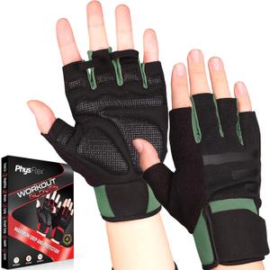 Workout Gloves for Men & Women - Weight Lifting & Gym Gloves with Enhanced Grip, Wrist Support & Palm Protection - Fitness Gloves for Training, Crossfit, Cycling & Exercise (Green)