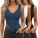 3 Pcs Women's Thermal Tank Tops Fleece Lined Sleeveless Underwear Vest Reversible U/v Neck Warm Base Layer Camisole