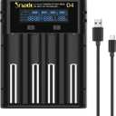 18650 Battery Charger, Snado Universal Smart Charger LCD Display for 3.7v Lithium ion Rechargeable Batteries 18650 21700 18490 17500 16340 14500 RCR123 and 1.2v Ni-MH/Ni-Cd AA AAA C Battery (4 Slots)