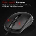 Sleek Body Work Corded Mouse, USB Corded Computer Mouse, Laptop Desktop Laptop Home and Office Mouse, Curved Edge Mouse, Comfortable Feel USB Corded Optical Mouse - Black