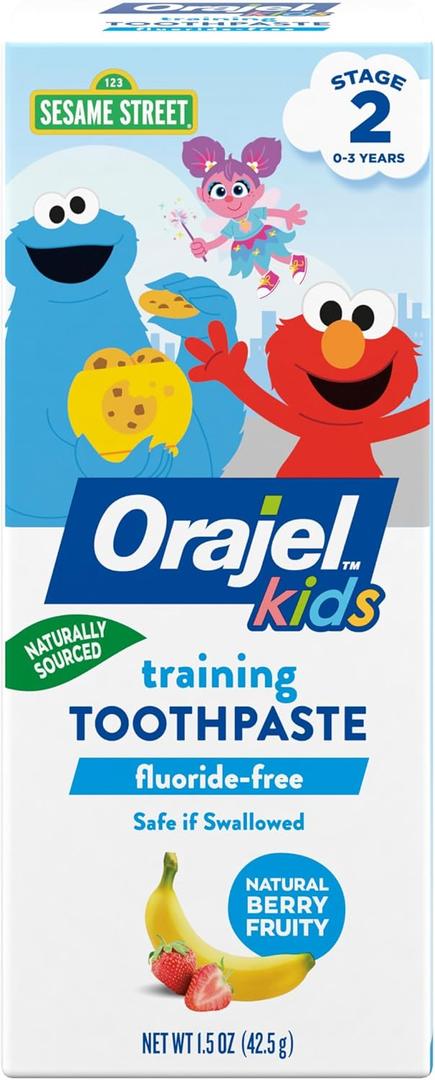 Orajel Kids Elmo Training Toothpaste Fluoride-Free; #1 Pediatrician Recommended Fluoride-Free Toothpaste*, 1.5oz Tube