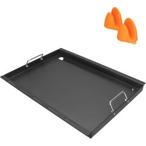 Full-Size Griddle Inserts for Nexgrill Home Depot 4 Burner & 5 Burner Grills 720-0830H 720-0830X 720-0888 720-0888N, Flat Top Griddle with Silicone Handles for Nexgrill 5 Burner 720-0882A 720-0882S (17"x25.6")