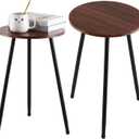 2 Packs Small Round Side Table 13.5" Outdoor Patio Round Accent Coffee Tables Indoor Corner Stand for Small Spaces Weather-Resistant for Balcony Plant Stand, Woodgrain