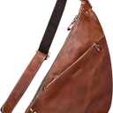 Genuine Leather Sling Bag for Men and Women Lightweight Crossbody Shoulder Bag Chest Purse Sling Backpack (Brown)