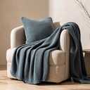 EverGrace Organic Cotton Chunky Knit Throw Blanket, 60 x 80 Dusk Blue, Twin