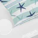 Duotone Blue Nautical Starfish Throw Pillow Covers,Dark Blue Coastal Stripe Cushion Cover Digital Blended Hidden Zipper Decorative Pillowcases for Bedroom Lumbar 20X26 in 2 Pcs