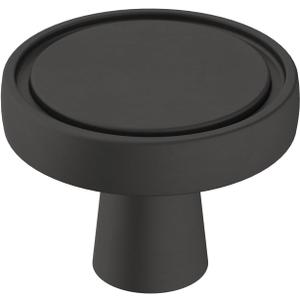 Amerock | Cabinet Knob | Matte Black | 1-3/8 inch (35 mm) Diameter | Destine | 1 Pack | Drawer Knob | Cabinet Hardware