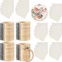 Hoteam 96 Pcs DIY Christmas Ornament Kit Small Embroidery Hoops Xmas Beige Linen Fabric for Christmas Holiday Crafts Decorations Sewing Art