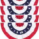 3 x 6 Ft American Pleated Fan Flag, USA Patriotic Half Fan Bunting Flag, Bunting Flags Outdoor 4th of July Decoration FlagS (Set of 4)