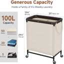 StorageWorks 2 Section Laundry Hamper, Rolling Laundry Cart with Wheels and Handles, Laundry Room Double Sorter for Organizer and Storage, 26.4 Gal(100L), Beige