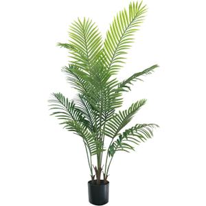 Artificial Palm Tree 4ft - Faux Tree Nearly Natural Indoor Outdoor, UV-Resistant Tall Artificial Plants, Standing Fake Plant Tree, Large Fakeplant for Home Office Living Room Decor